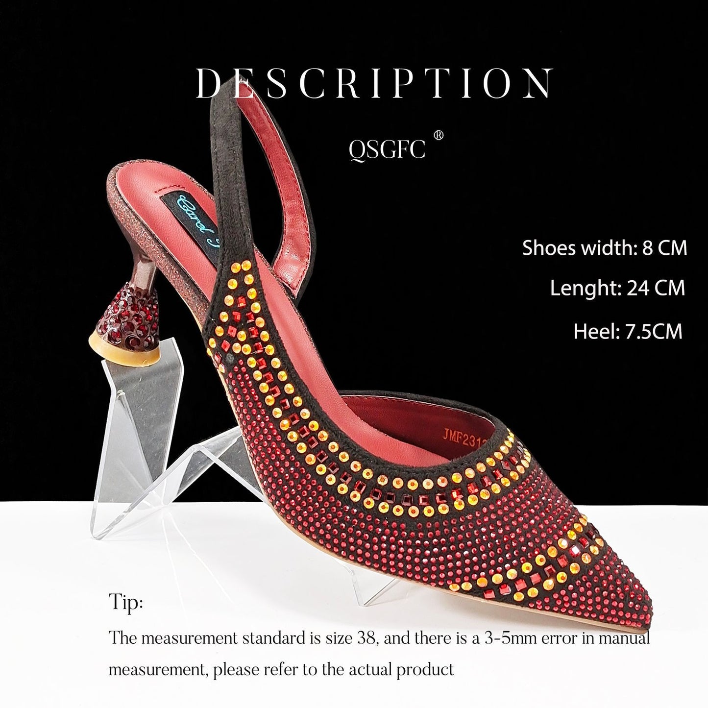 Fashionable Simple Pointed-Toe Striped High Heels with Hot Drilling Design – Low-Cut Style for Women