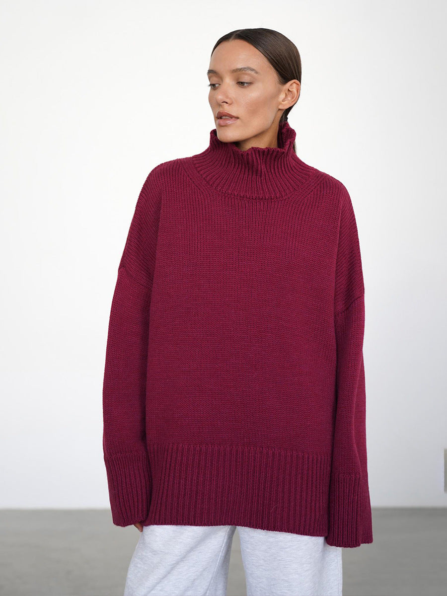 Autumn and Winter Solid Color Loose Turtleneck Sweater