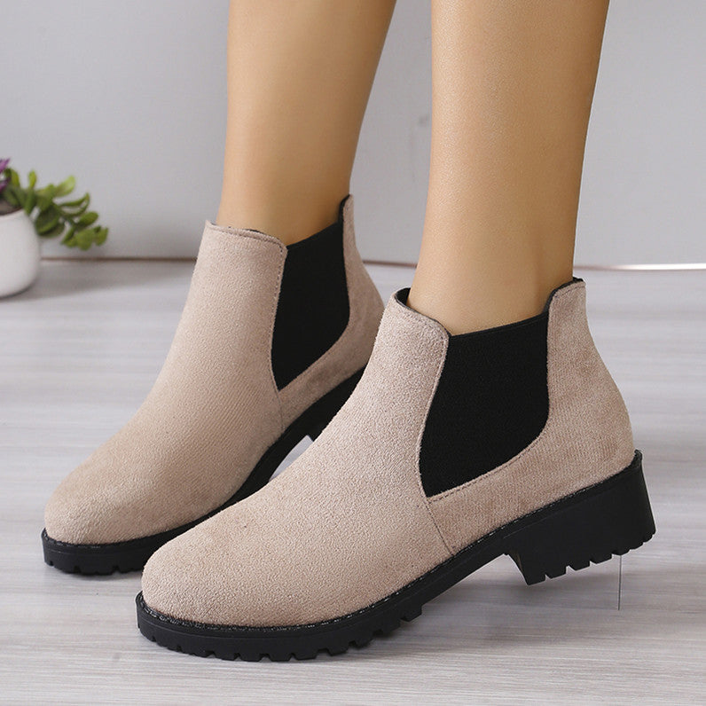 Women's Fashion Chunky Heel Ankle Boots with Unique Style