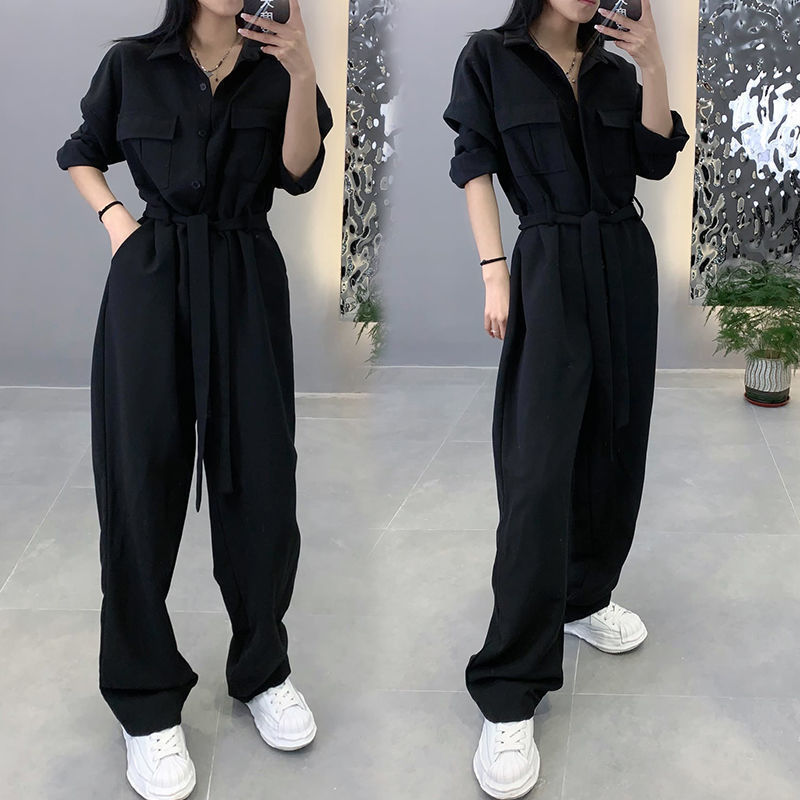 Trendy Loose-Fit Street Style One-Piece Jumpsuit – Casual and Fashionable Look