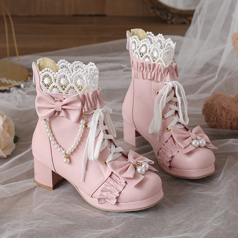 Women's Sweet Bow and Beaded Boots