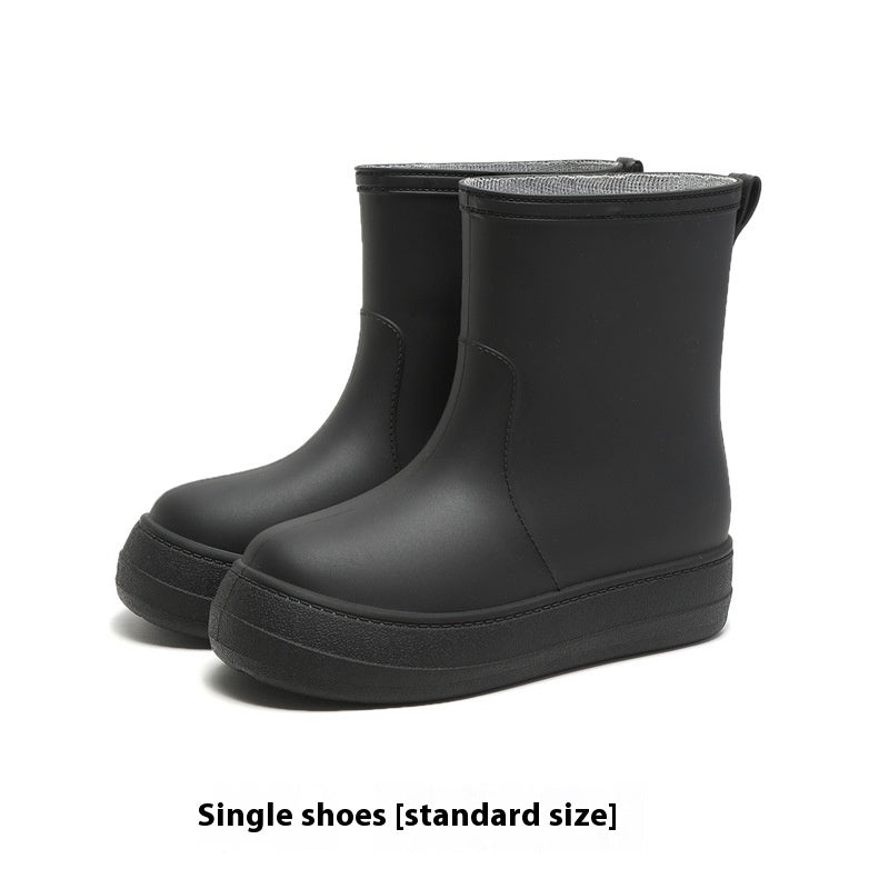 Women's Flat Mid-Calf Non-Slip Rubber Rain Boots