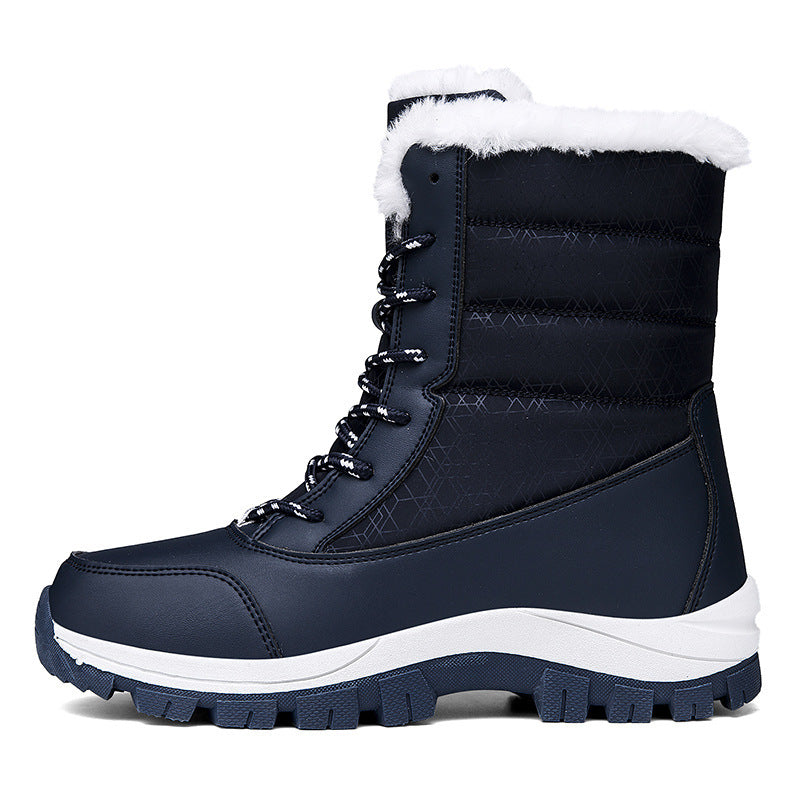 Velvet-Lined Warm Cotton Snow Boots - High Top Padded Winter Shoes