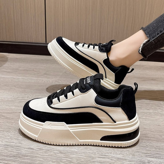 Sports-Inspired Fashion Sneakers with Thick White Platform Sole