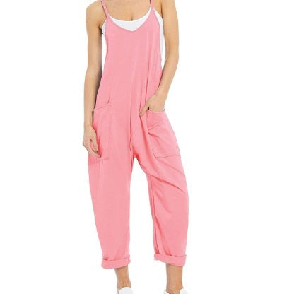 Women's Loose Jumpsuit with Large Pockets – Casual and Comfortable