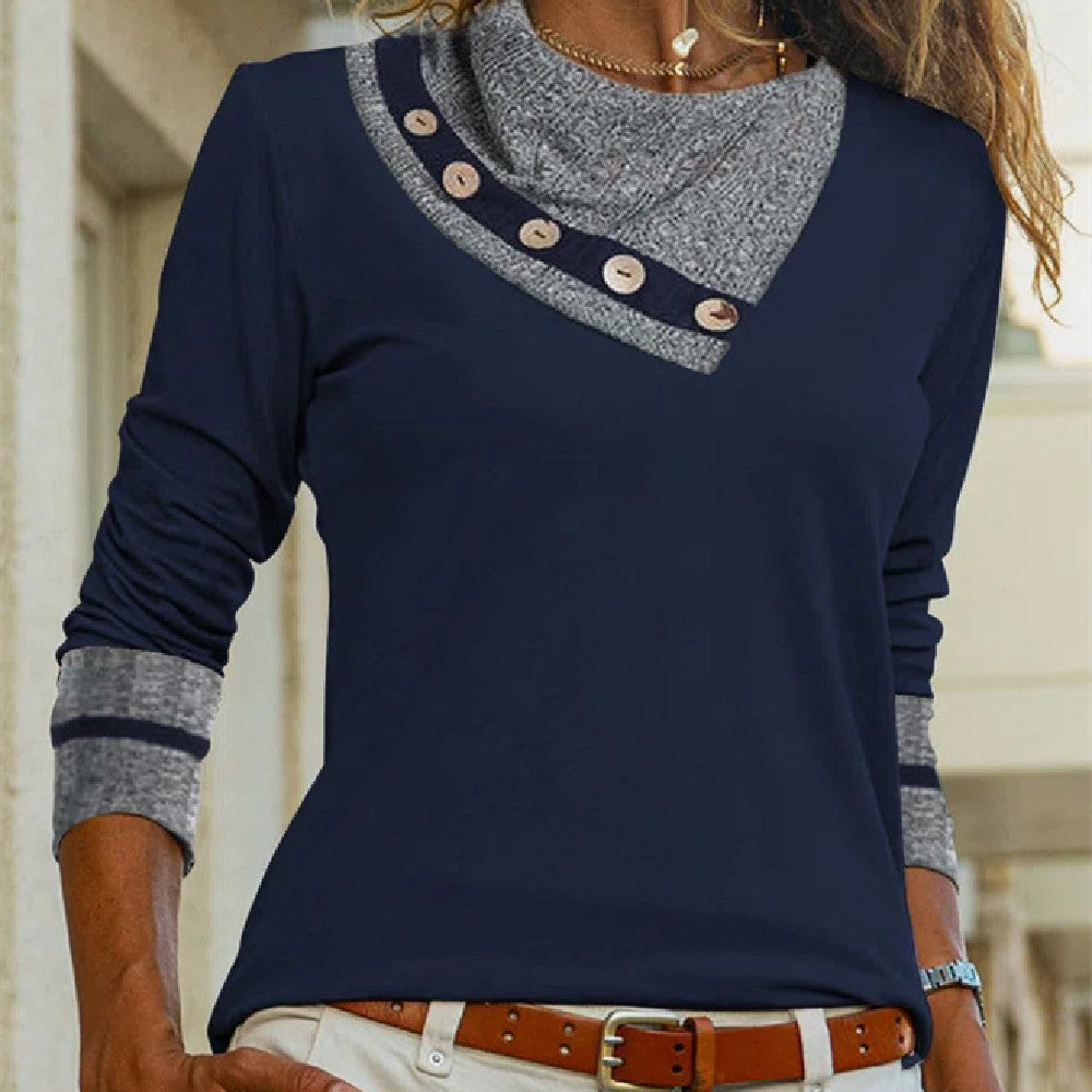 Autumn & Winter Solid Color Lapel Short Long Sleeve Casual Top