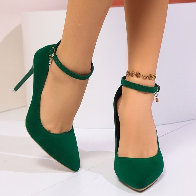 New Ladies' All-Match Pointed Toe High Heels with Buckle Detail