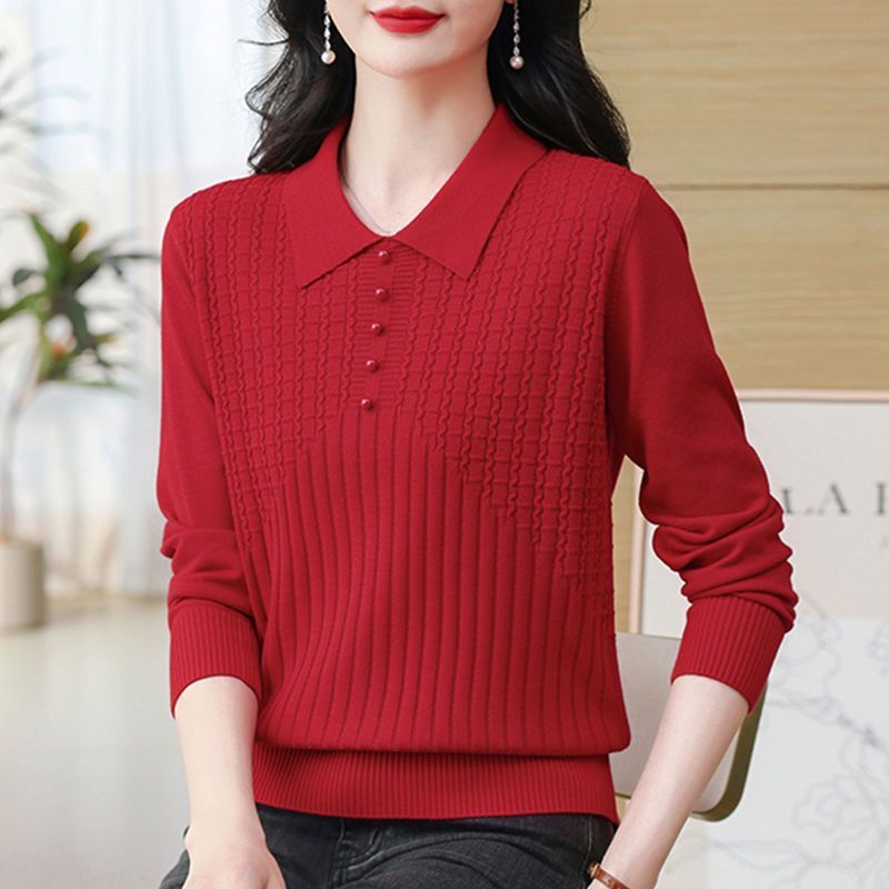 Beaded Lapel Knit Sweater for Women - Youthful and Stylish Design