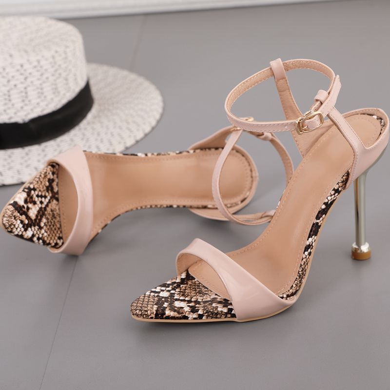 New Style Pointed Toe Stiletto Shoes for Women – Fashionable, Comfortable, and Large Size with Snake Print