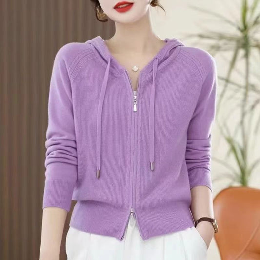 Women's Knitted Hooded Casual Simple Fashion Top