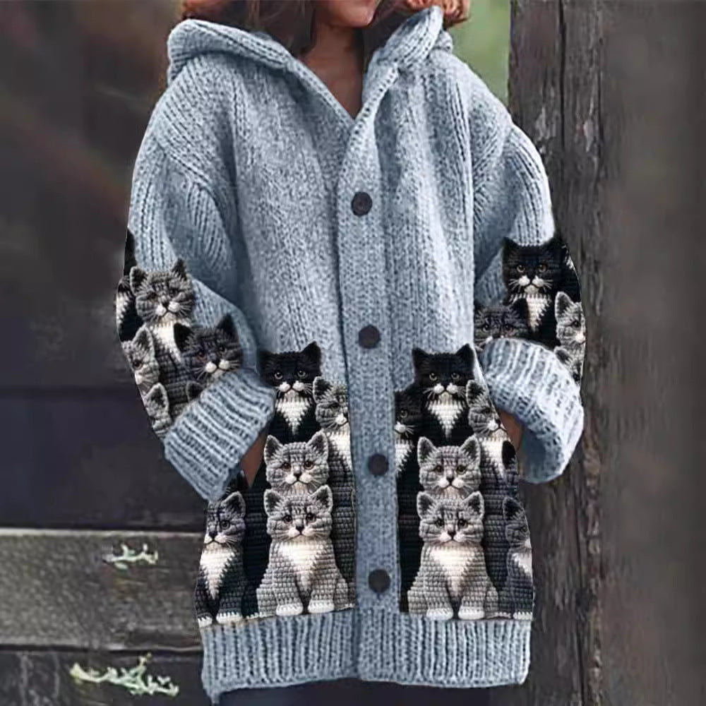 Halloween Animal 3D Printed Hooded Sweater Cloak – Casual and Stylish Design