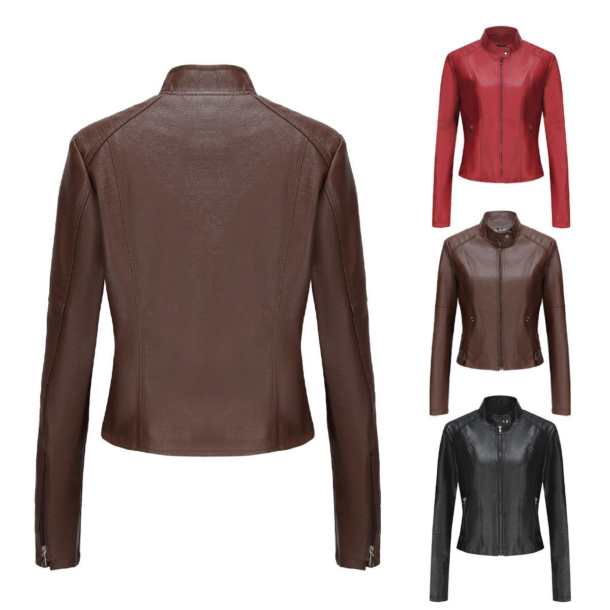 Women's Short Slim-Fit Leather Jacket