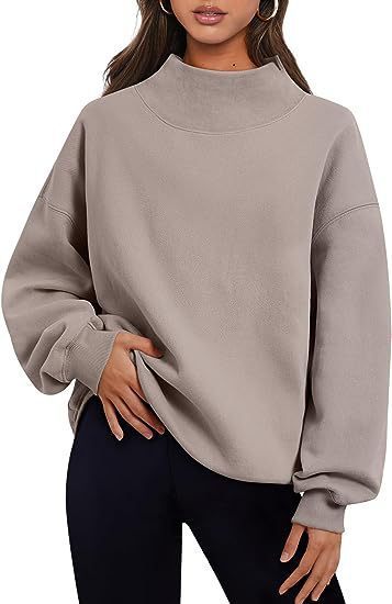 Casual Fleece Shirt with Thick Half Turtleneck, Loose Women's Sweater