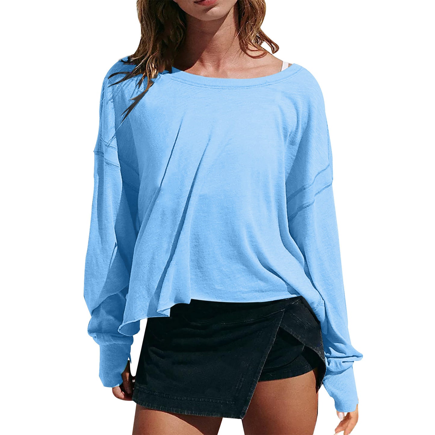 Women's Loose Long Sleeve Backless Hollow-Out Top – Stylish and Trendy