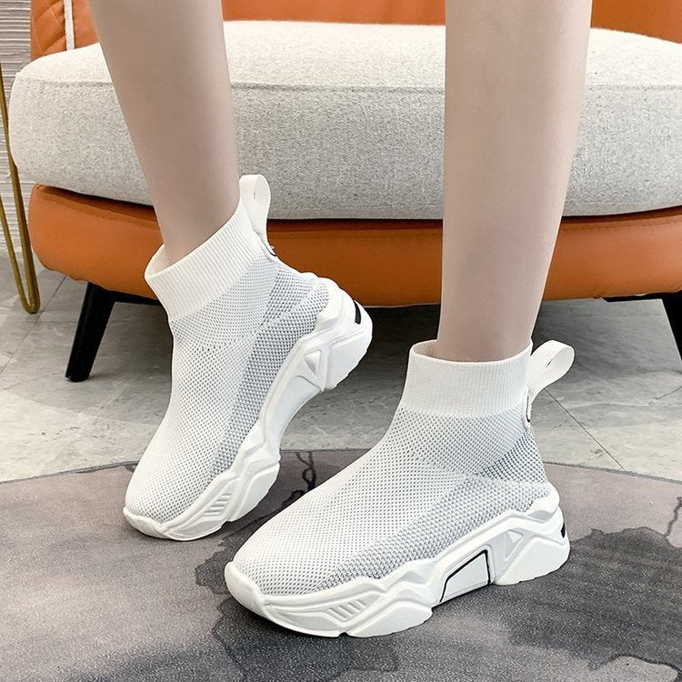 Fashionable and Breathable High-Top Stretch Shoes for Women