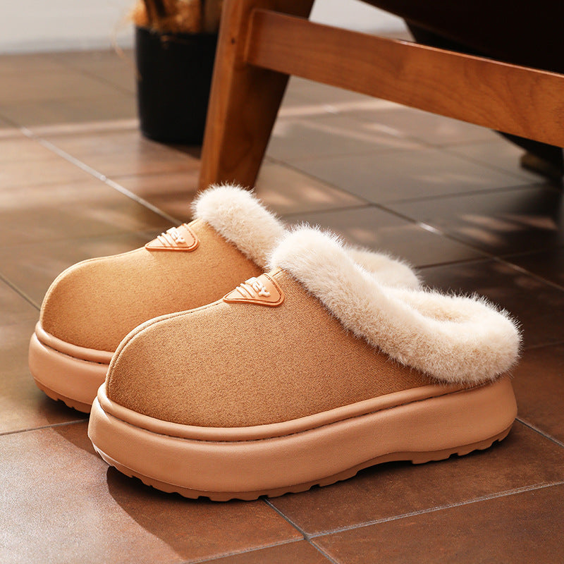 Women's Winter Non-Slip Fluffy Slippers – Thick Sole, Simple and Stylish for Home