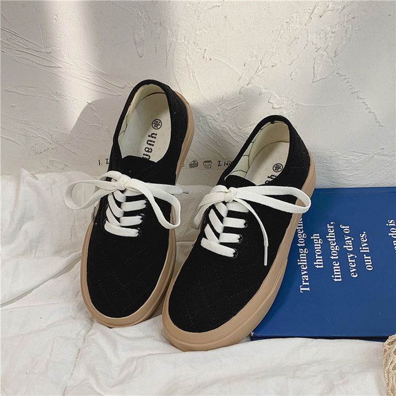 Flat-heeled Canvas Shoes for Women, Skin Tone Color, Casual Style for Students