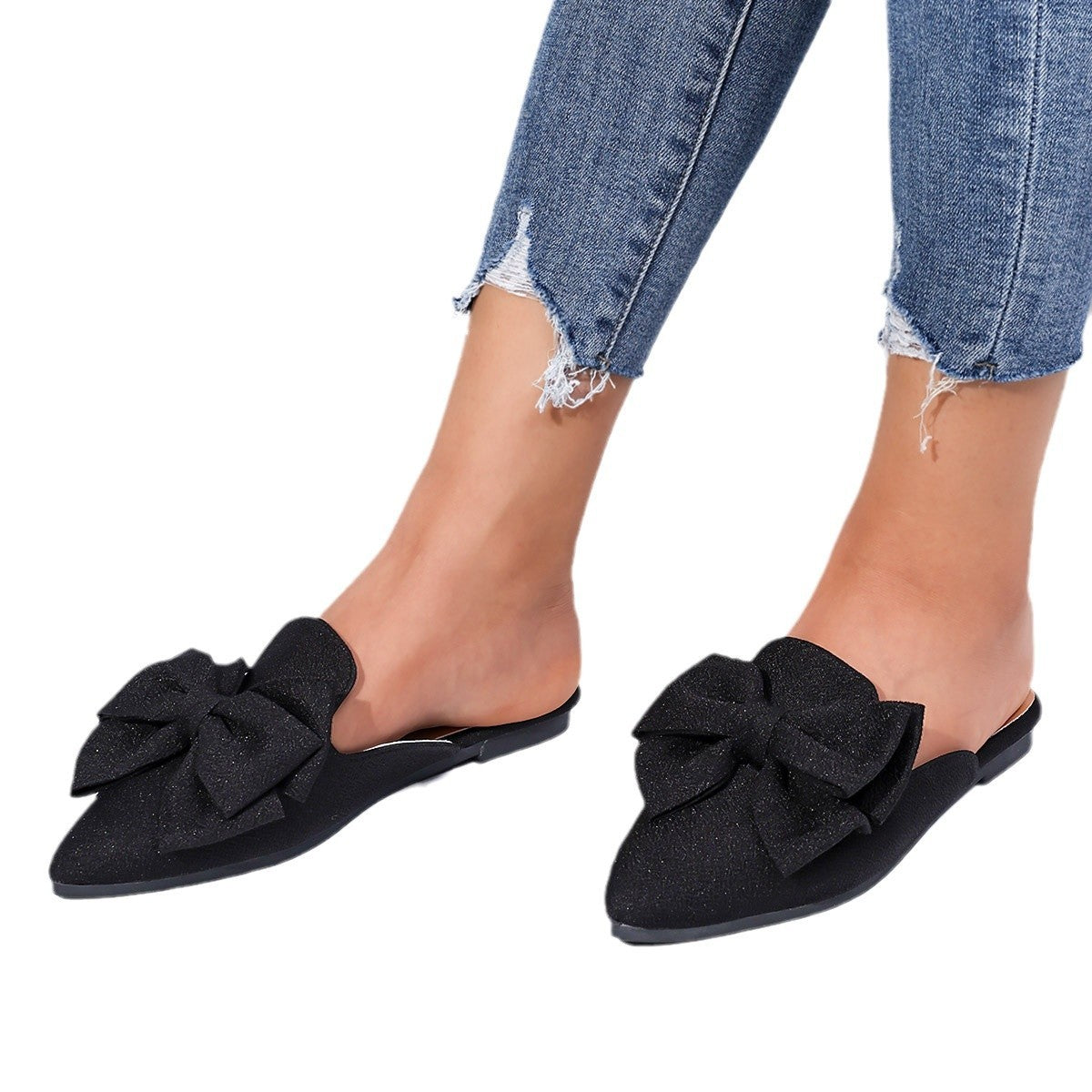 Plus Size Women's Trendy Beach Slippers – Bow Detail Sandals