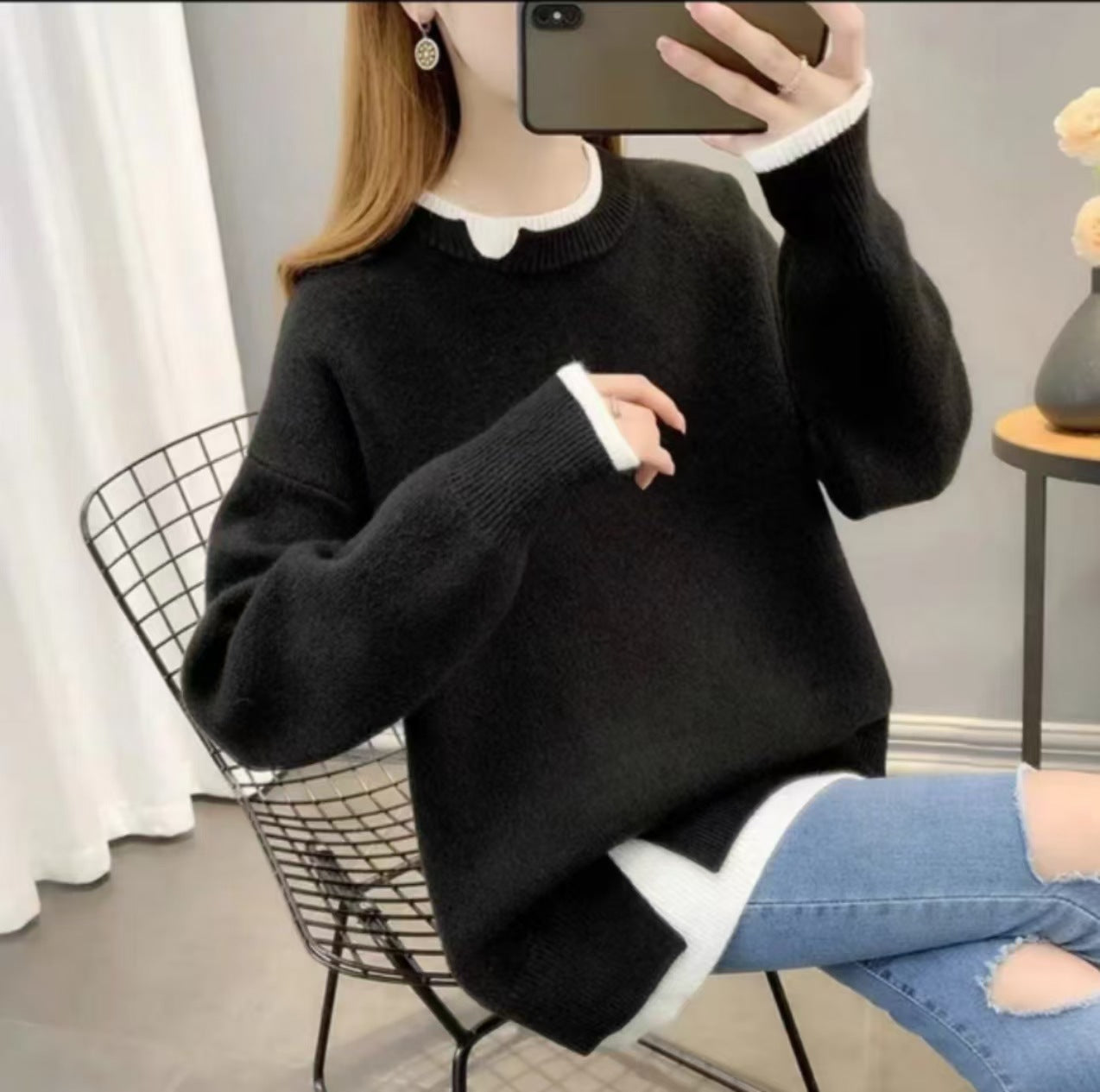 All-Match Loose-Fit Knitted Pullover Top