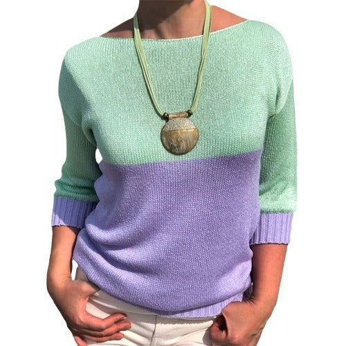 Women's Color-Blocking Long-Sleeved Sweater