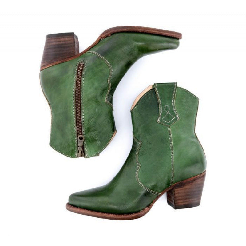 All-Matching High Heel Chunky Short Boots