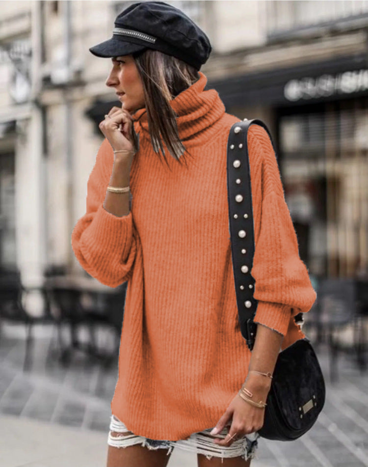 European And American Pullover Mid-length Women's Sweater Dress