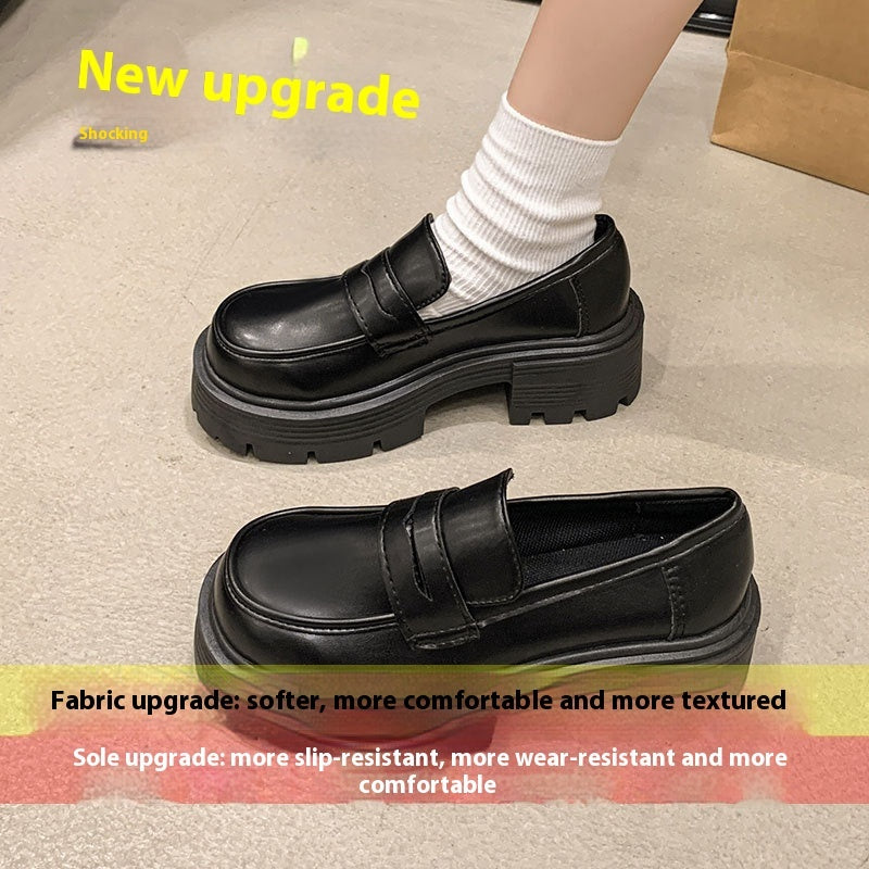 New Autumn Slip-On Round Toe Thick Sole Height-Increasing Shoes