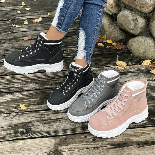 Women's Fleece Lined Warm Rubber Ankle Boots for Winter Comfort