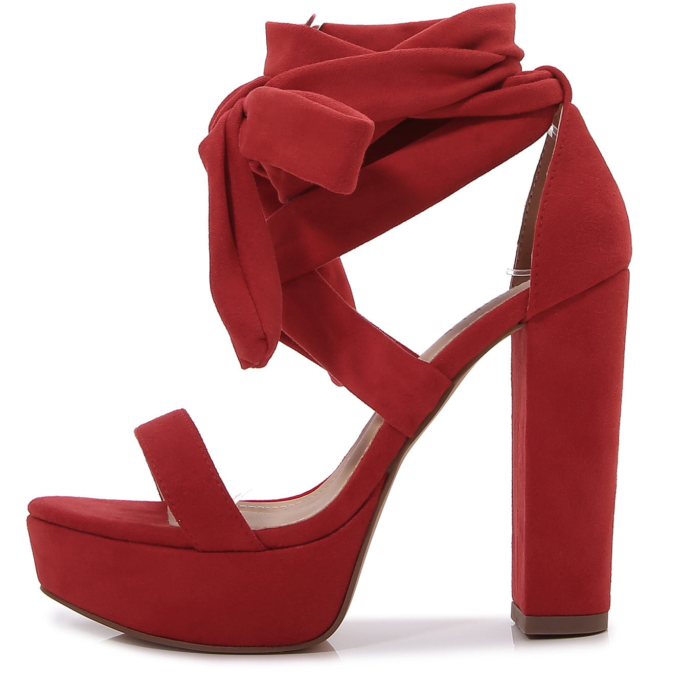 Solid Color Peep-Toe Chunky High Heels with Waterproof Platform