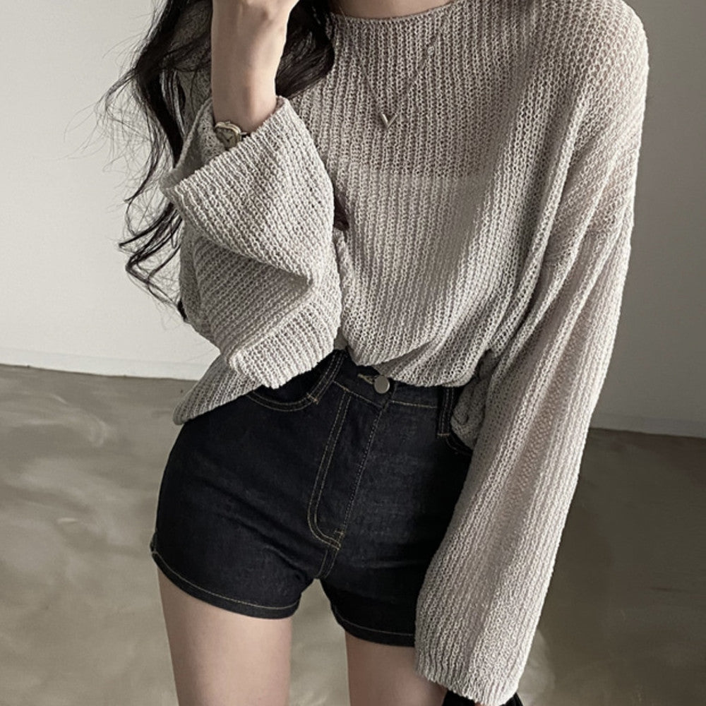 Loose-Fit Thin Ice Silk Sweater Outerwear