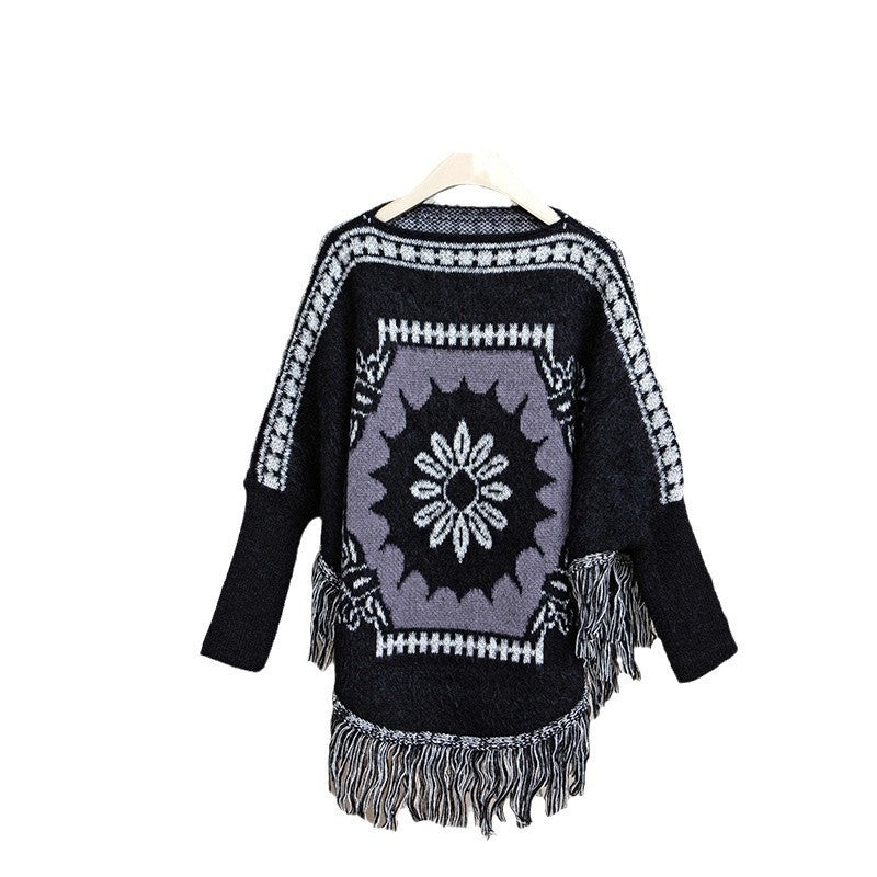 Mao Mao Yu Retro Ethnic Off-Shoulder Pullover