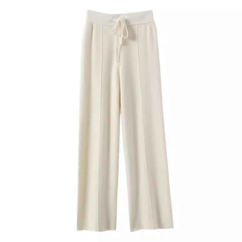 Draped Floor-length Knit Casual Pants