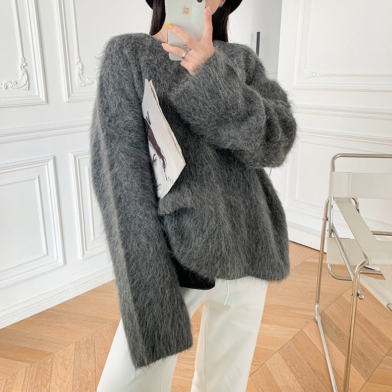 High-End Niche Alpaca Wool Round Neck Sweater