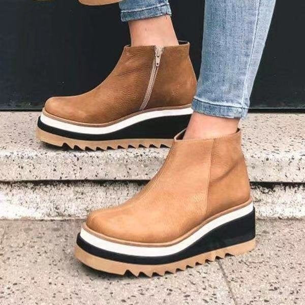 Women's Platform Shoes with Side Zipper