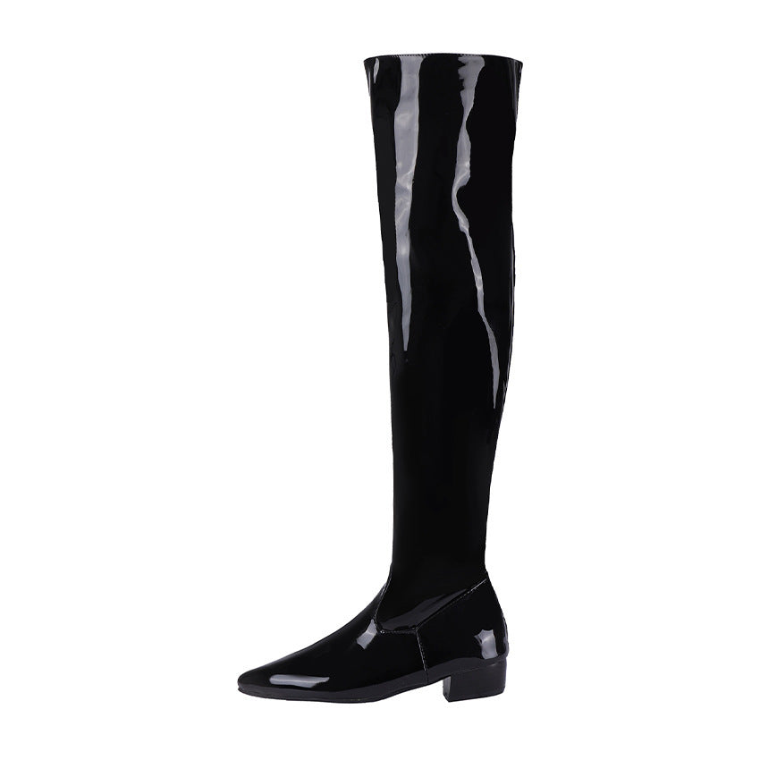 Casual Low Heel Candy Color Women's Over-the-Knee Boots with Zipper