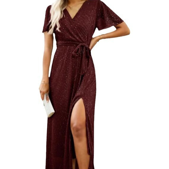 Elegant V-neck Long Formal Dress for Women