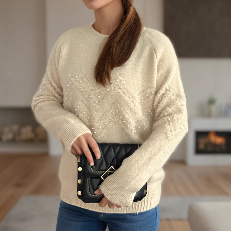 European and American Style Crew Neck Casual Long-Sleeved Sweater