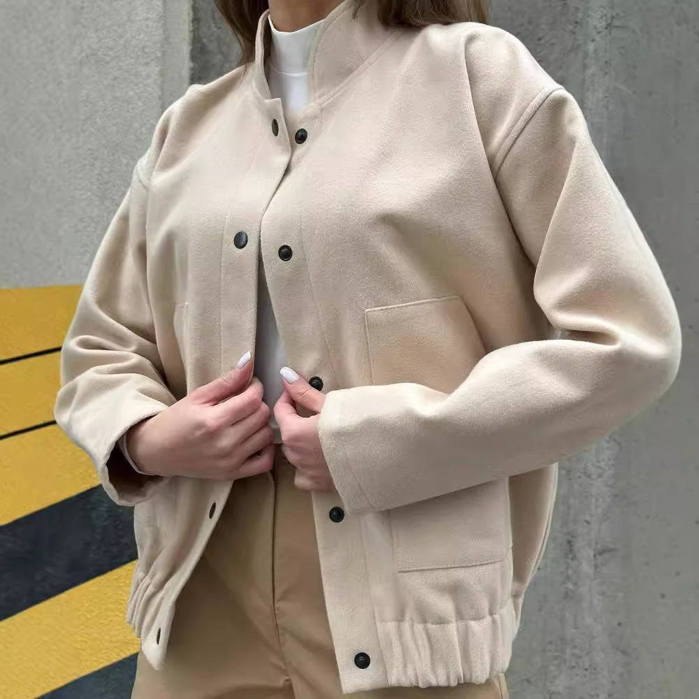 Stand-Up Collar All-Match Long-Sleeve Coat Jacket