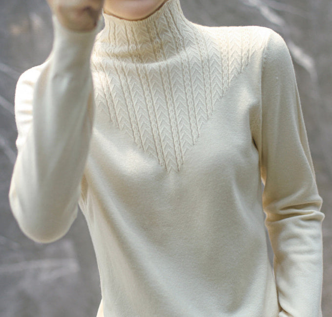 Women's Lace Mock Neck Pullover Sweater – Long Sleeve Outer Layer