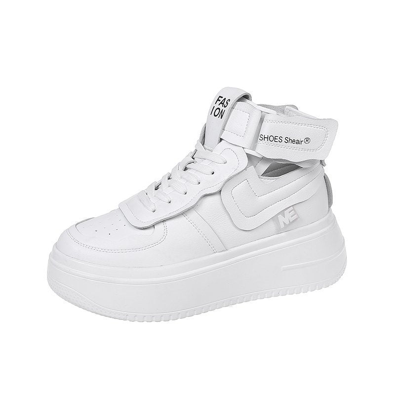 Thick-soled White Sneakers for Women, Inner Heightening, Sports Style Daddy Shoes