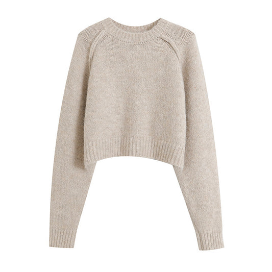 French Style Simple and Elegant Leisure Round Neck Sweater