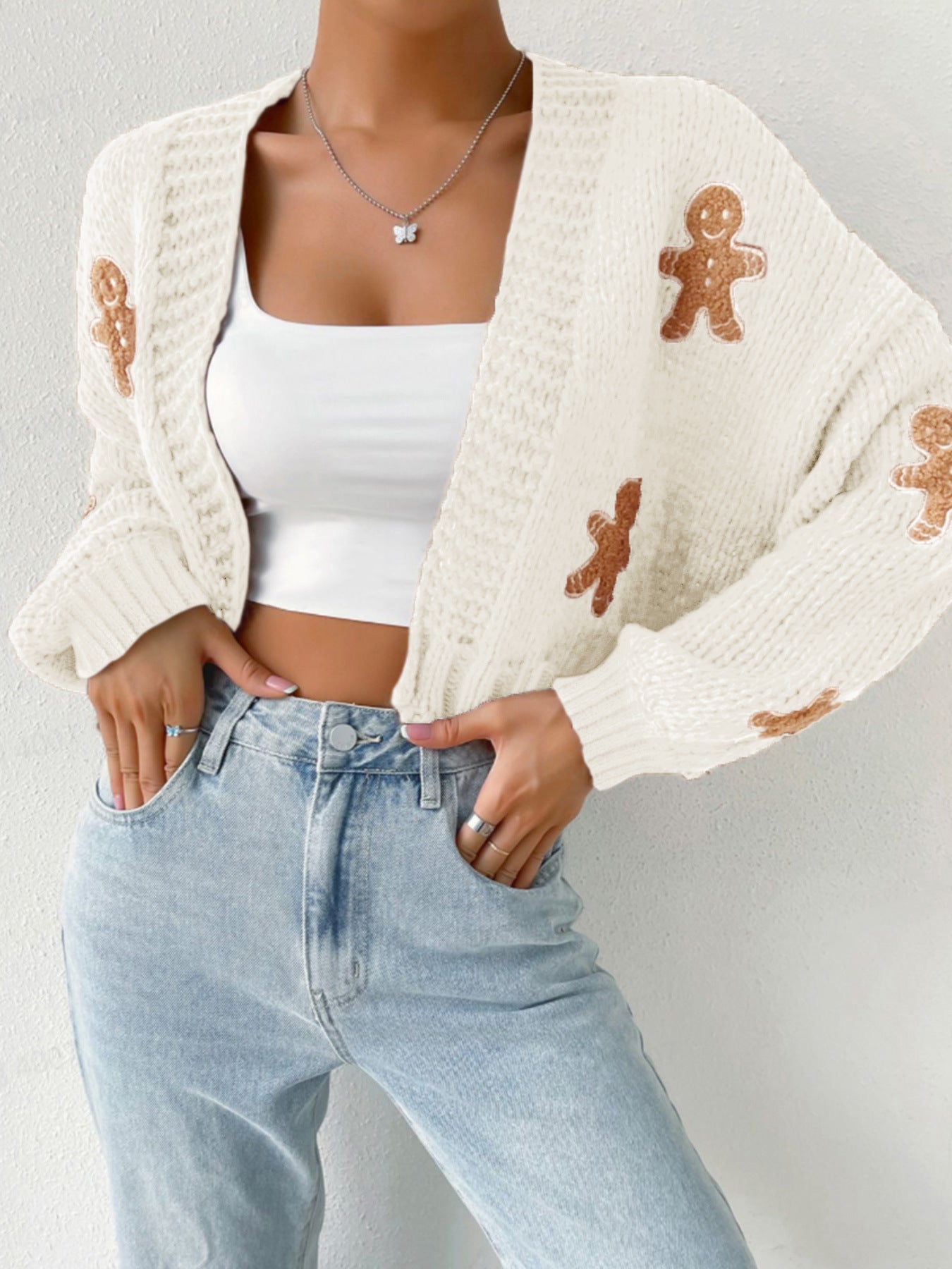 Biscuit Man Pattern Knitted Sweater