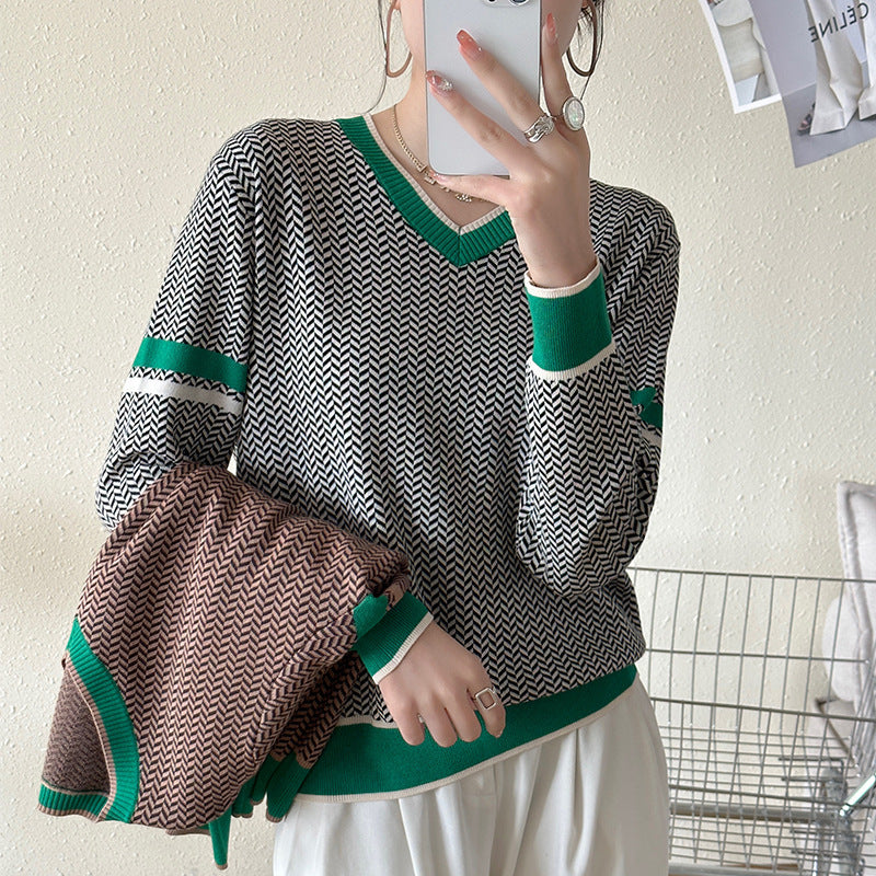 Lazy Style Women's Sweater – Fashionable Retro Long-Sleeved Pullover for Casual Wear