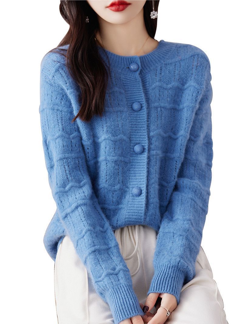 Women's New Round Neck Cardigan Sweater