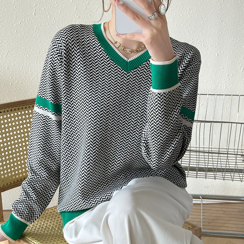 Lazy Style Women's Sweater – Fashionable Retro Long-Sleeved Pullover for Casual Wear