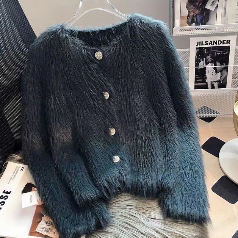 Women's Thickened Knitted Cardigan Sweater Coat for Autumn and Winter