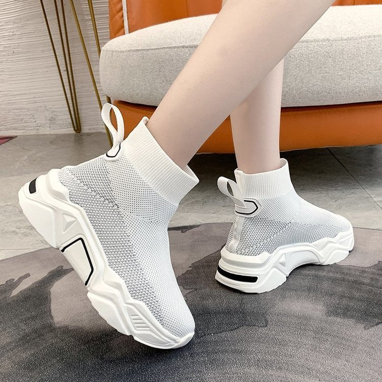 Fashionable and Breathable High-Top Stretch Shoes for Women