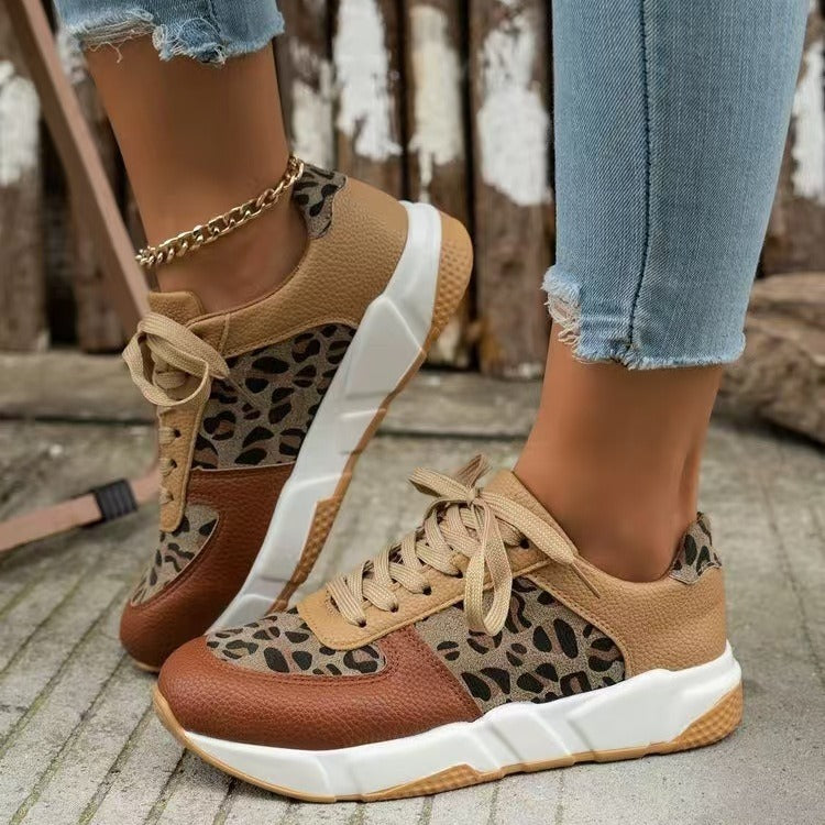 Women's Thick-Soled Camouflage Lace-Up Casual Sneakers