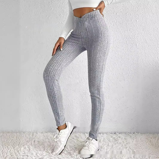 Slim-Fit Solid Color Bottoming Trousers