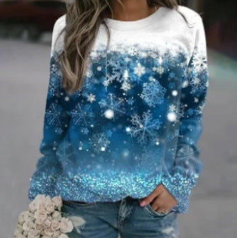 Women's 3D Printed Christmas Sweater – Round Neck Holiday Style